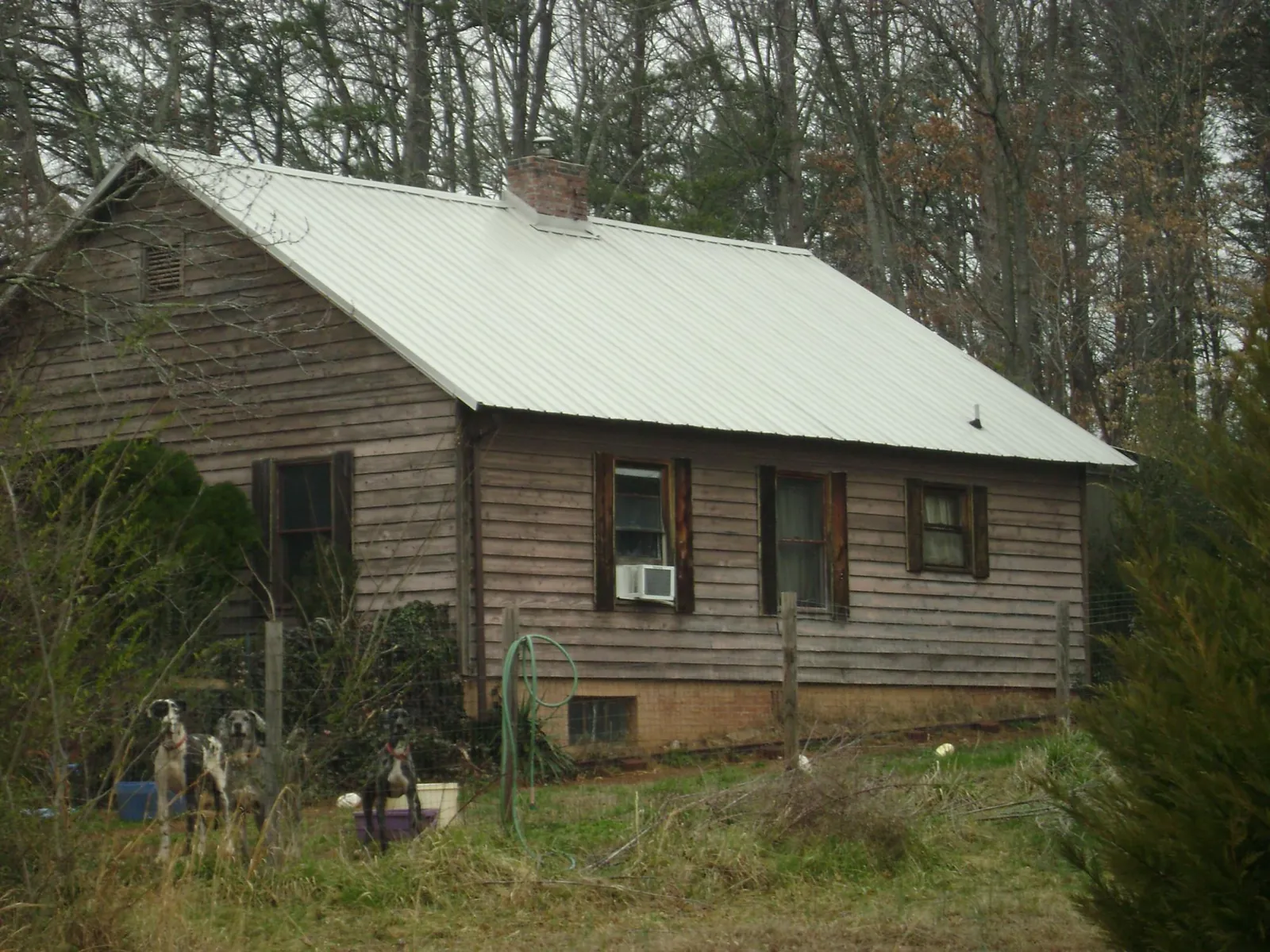 White metal roof on an old wood sided farmhouse, from a Asphalt Shingle Roof Repair job in Horton